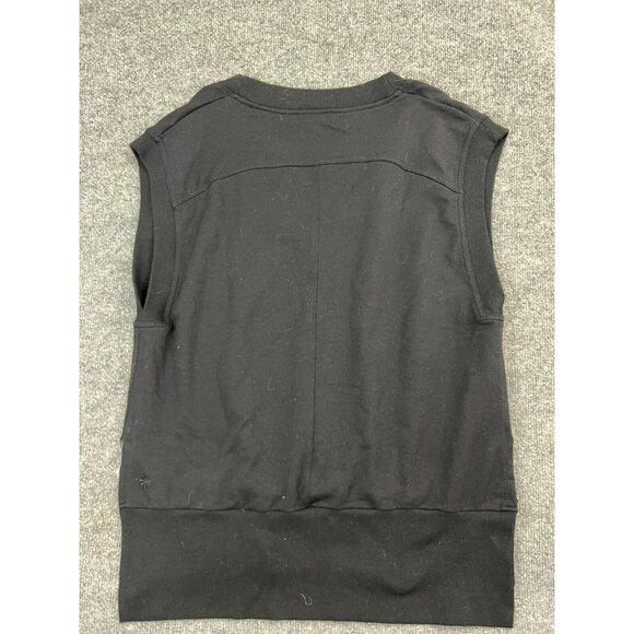 Athleta Retroterry Sweatshirt Women's Medium Black Sleeveless V-Neck Pullover - Picture 6 of 6